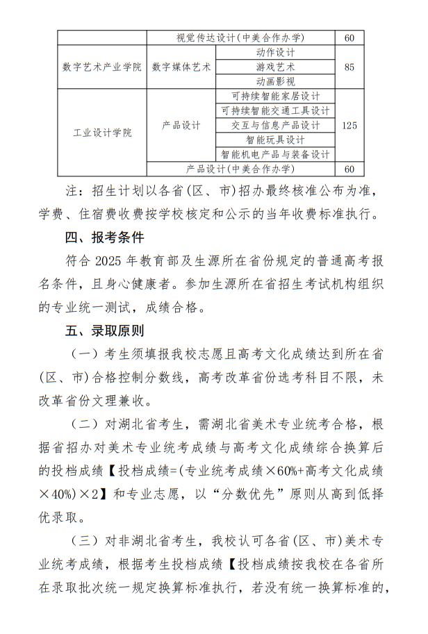 湖北工業(yè)大學(xué)2025年藝術(shù)類招生簡章