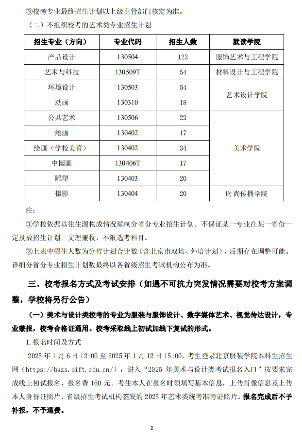 北京服裝學(xué)院2025年藝術(shù)類本科專業(yè)招生簡(jiǎn)章