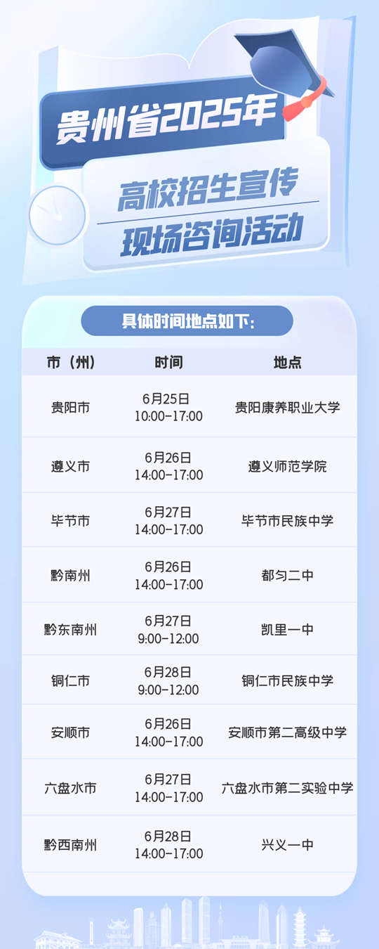 百余所高校齊聚為考生答疑！貴州省2025年高校招生宣傳現(xiàn)場咨詢活動(dòng)即將舉行